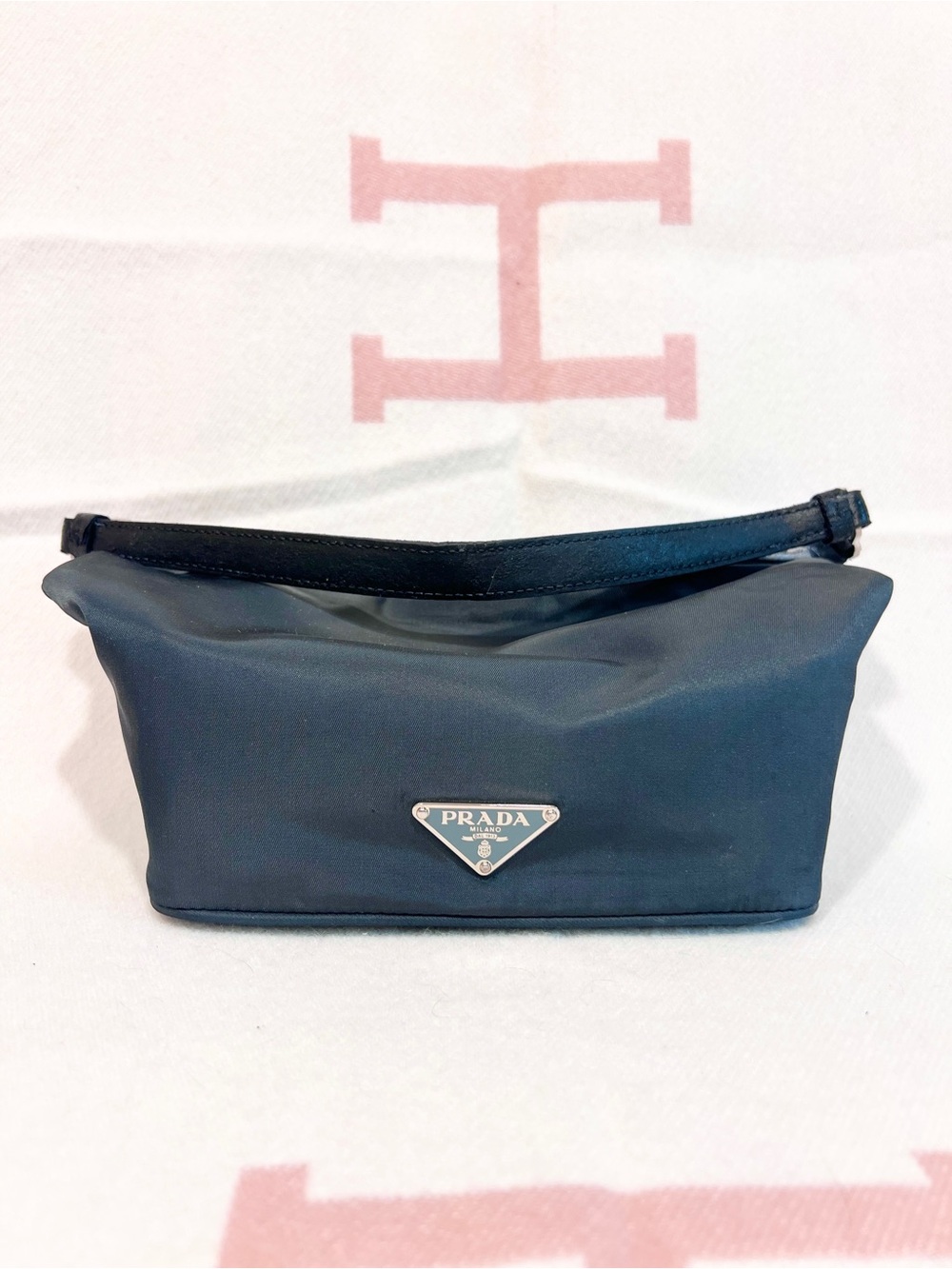 PRADA Sirio Navy Blue Nylon Mini hobo Bag with saffiano Leather accents! Offers